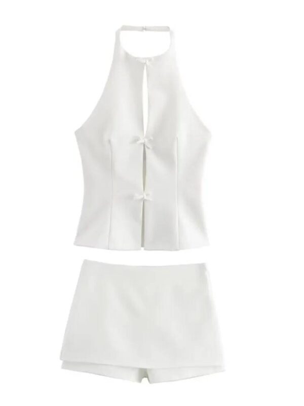 CONJUNTO DE TOP HALTER CON MOÑOS Y FALDA SHORT CORTA - Image 15