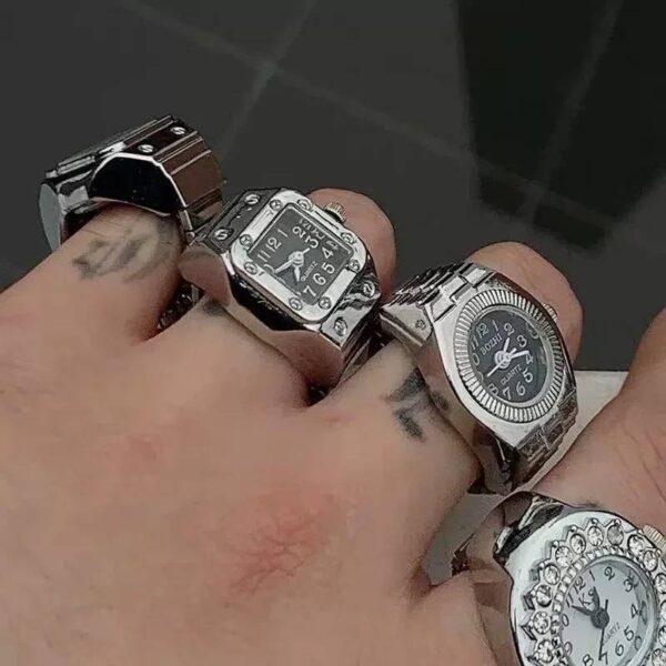 ANILLO RELOJ UNISEX RETRO PLATEADO - Image 3