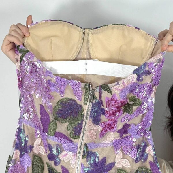 VESTIDO DE NOCHE LARGO CON ESTAMPADO DE LENTEJUELAS DE FLORES - Image 4