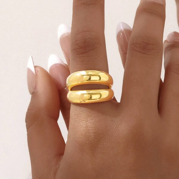 CONJUNTO DE ANILLOS ACERO INOXIDABLE DORADO 6/7/8 - Image 5