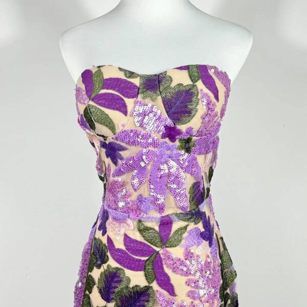 VESTIDO DE NOCHE LARGO CON ESTAMPADO DE LENTEJUELAS DE FLORES - Image 5