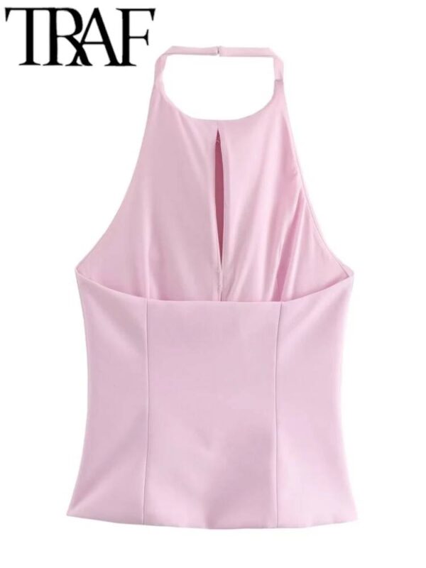 CONJUNTO DE TOP HALTER CON MOÑOS Y FALDA SHORT CORTA - Image 5