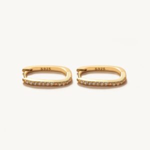 ARETES DE ARO RECTANGULO CON DIAMANTES