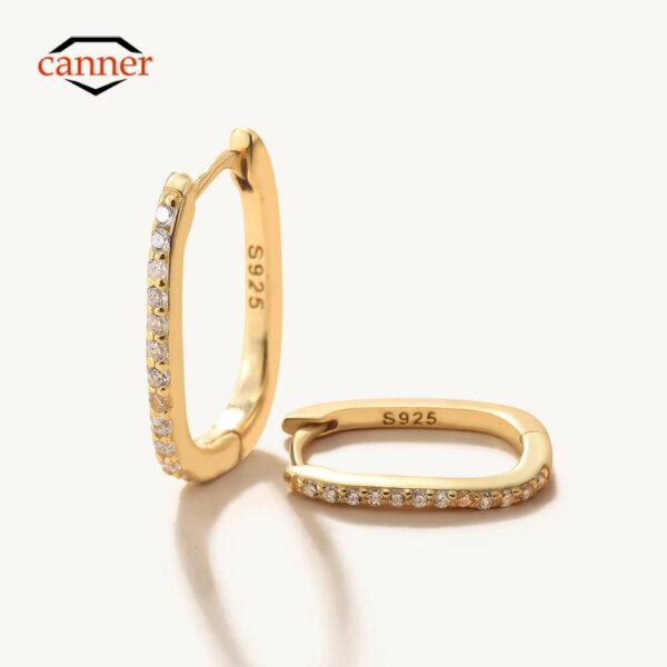 ARETES DE ARO RECTANGULO CON DIAMANTES - Image 5